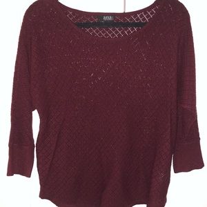 Maroon 3/4 Sleeve Sweater Blouse